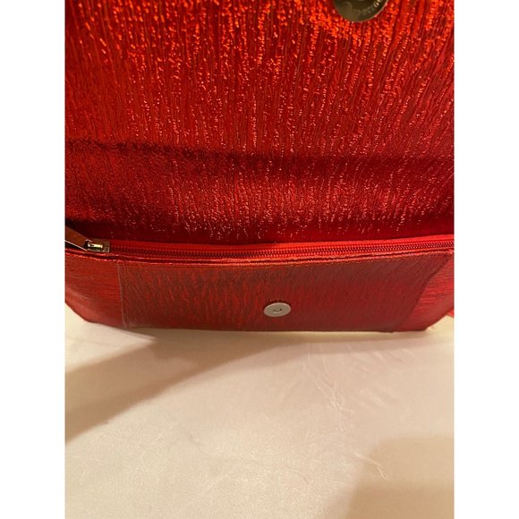 Iris Lane Red Clutch fabric rhinestones purse medium M - Picture 6 of 7